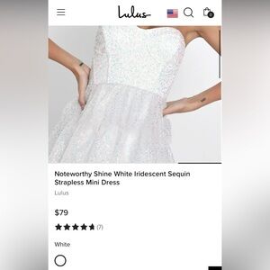 Lulu’s White Sequin Mini Dress XL perfect for bachelorette!